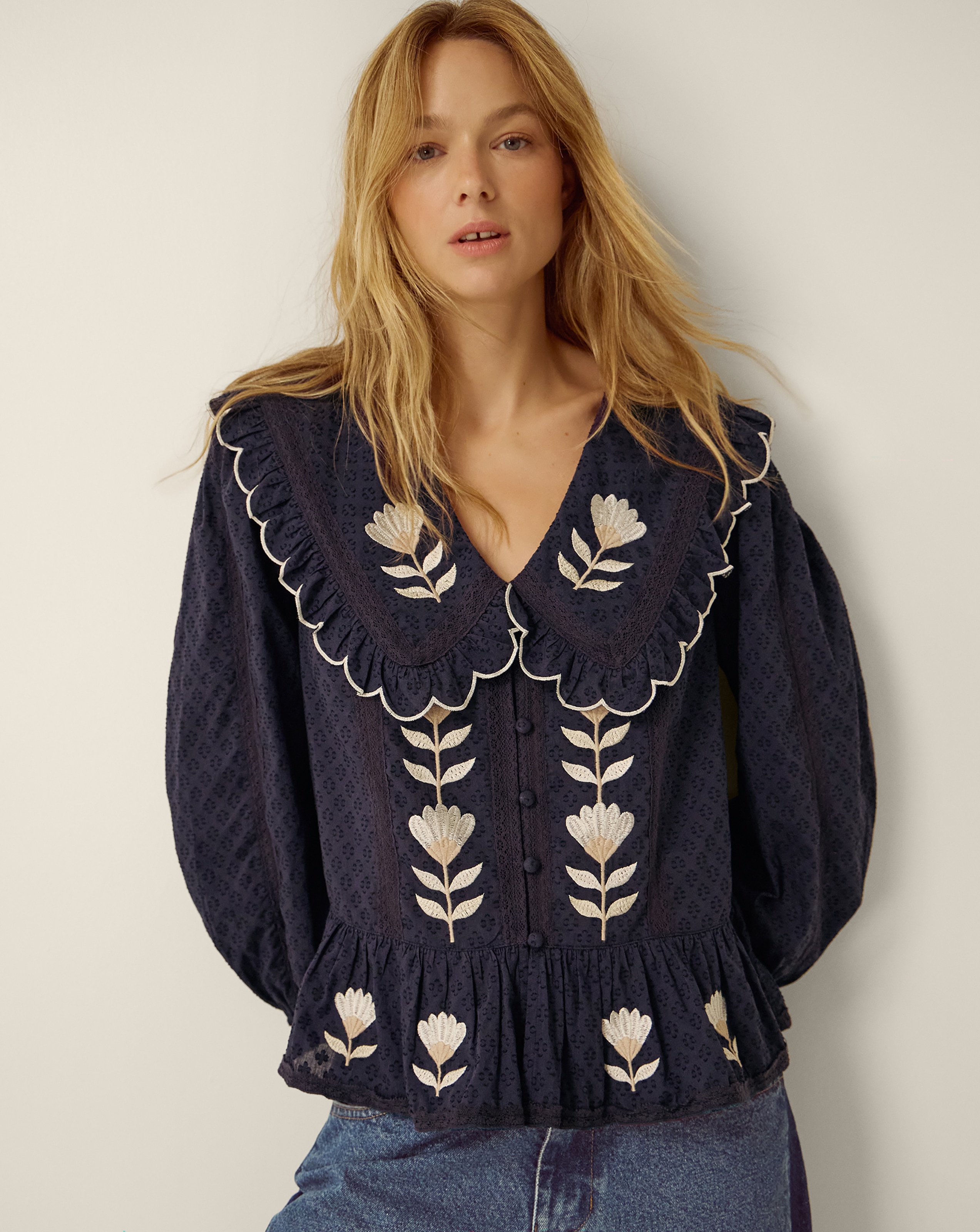 Monsoon Talia Tulip Scallop Collar Top