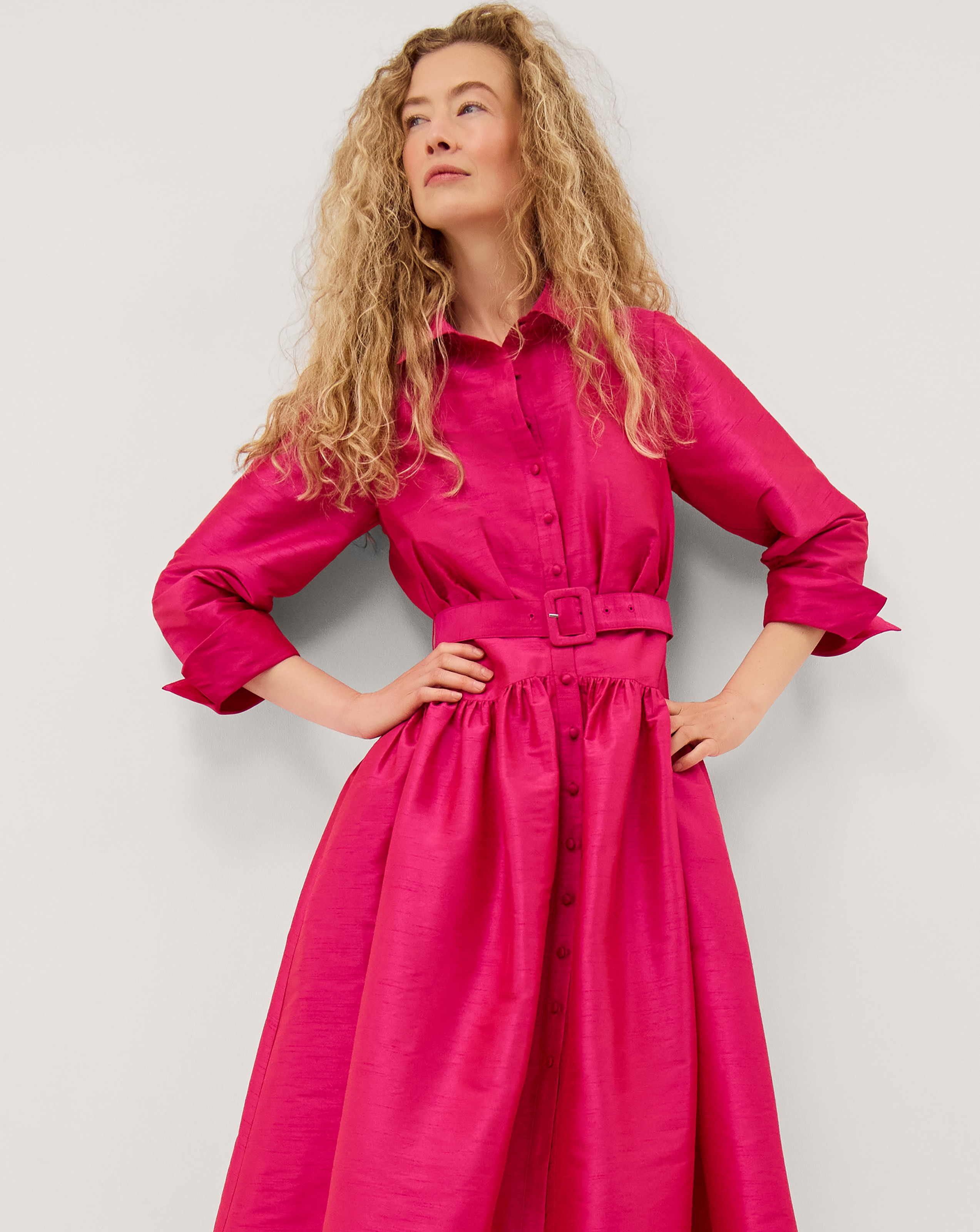 New In - Monsoon Poppy Belted Midi Shirt Dress