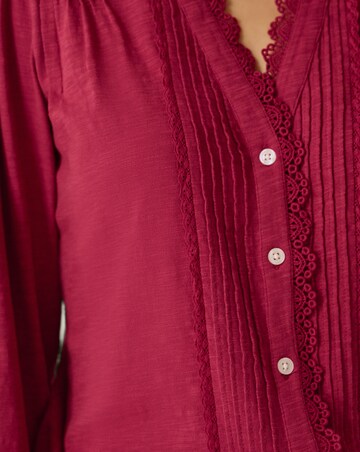 Monsoon Jenny Pintuck Lace Jersey Blouse