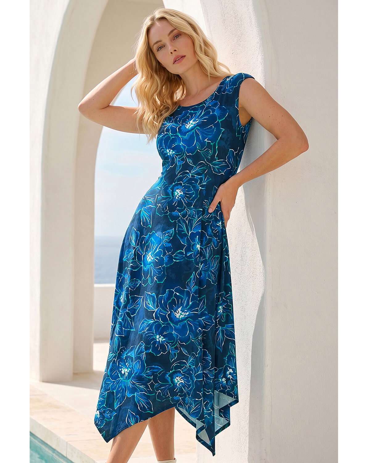 New In - Roman Floral Print Stretch Maxi Dress