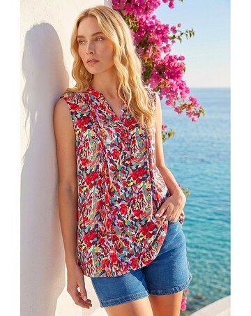 Roman Floral Pintuck Shirt