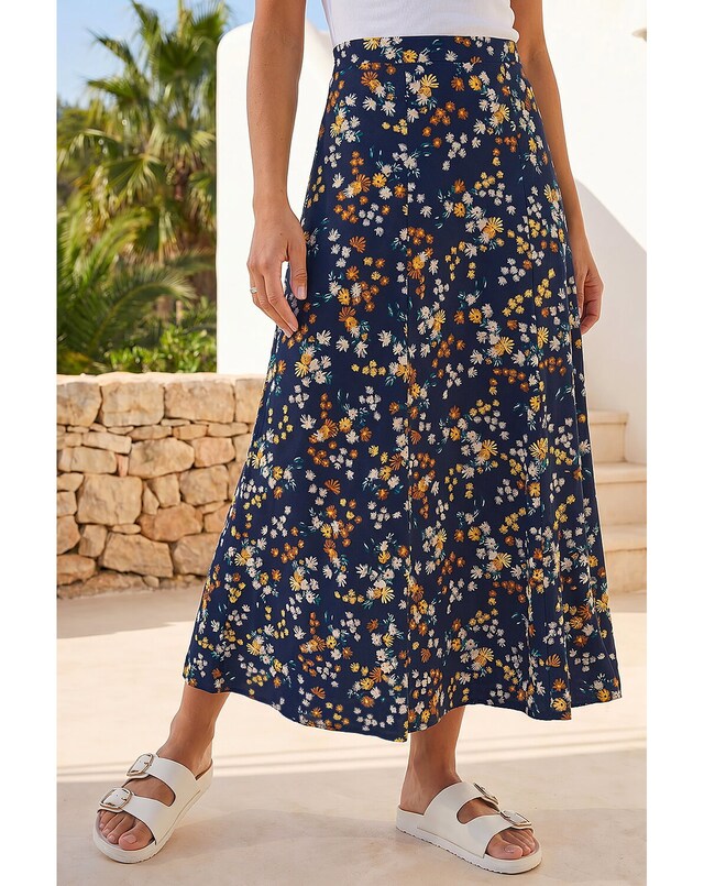 Roman Ditsy Floral Elastic Waist  Skirt
