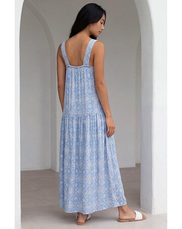 Roman Petite Tile Print Gathered Dress