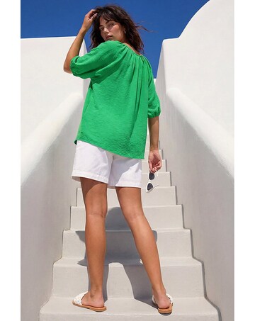 Roman Tie Front Raglan Sleeve Top