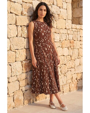 Roman Brush Stroke Panel Midi Dress