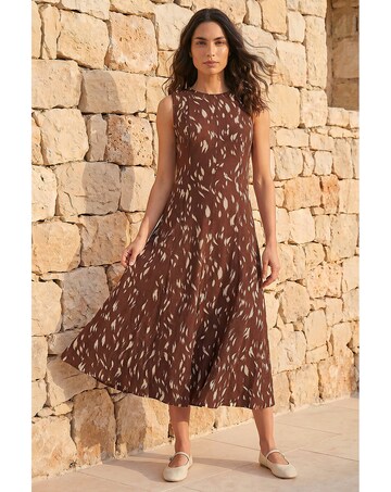 Roman Brush Stroke Panel Midi Dress