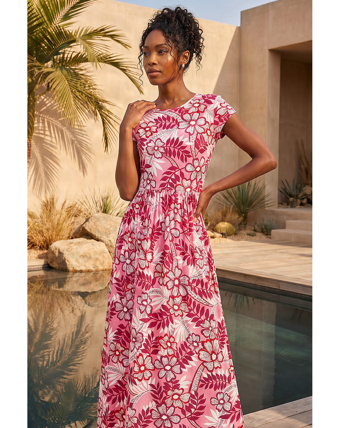 New In - Roman Floral Pocket Midi Dress