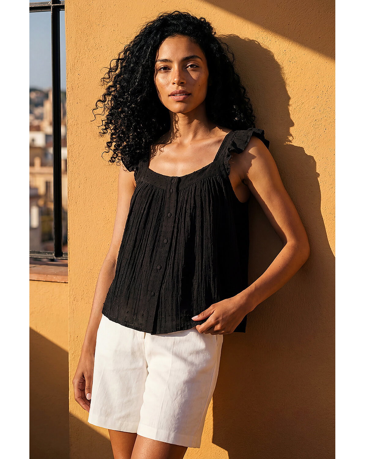 New In - Roman Textured Frill Sleeve Cami Top