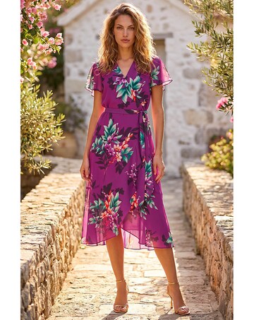 Roman Floral Print Wrap Dress