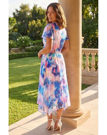 Roman Petite Twist Front Dobby Dress