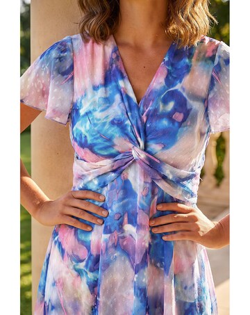 Roman Petite Twist Front Dobby Dress