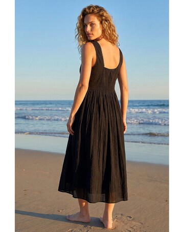 Roman Seersucker V-Neck Midi Dress