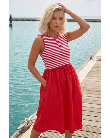 Roman Petite Stripe Ribbed Midi Dress