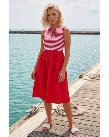 Roman Petite Stripe Ribbed Midi Dress