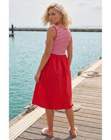 Roman Petite Stripe Ribbed Midi Dress
