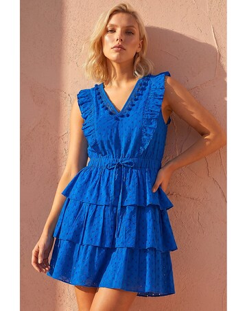 Roman Petite Tiered Tie Waist Dress