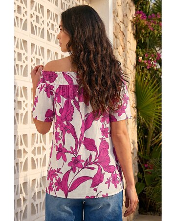 Roman Floral Print Bardot Top