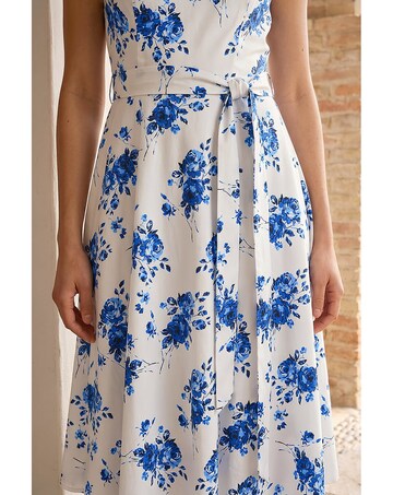 Roman Floral Tie Waist Midi Dress