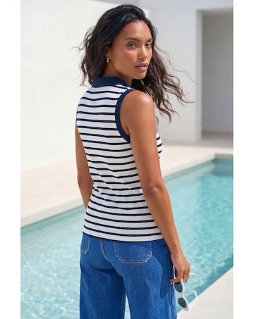 Roman Stripe Print Vest Top