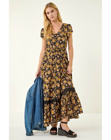 Roman Floral Buttoned Maxi Dress