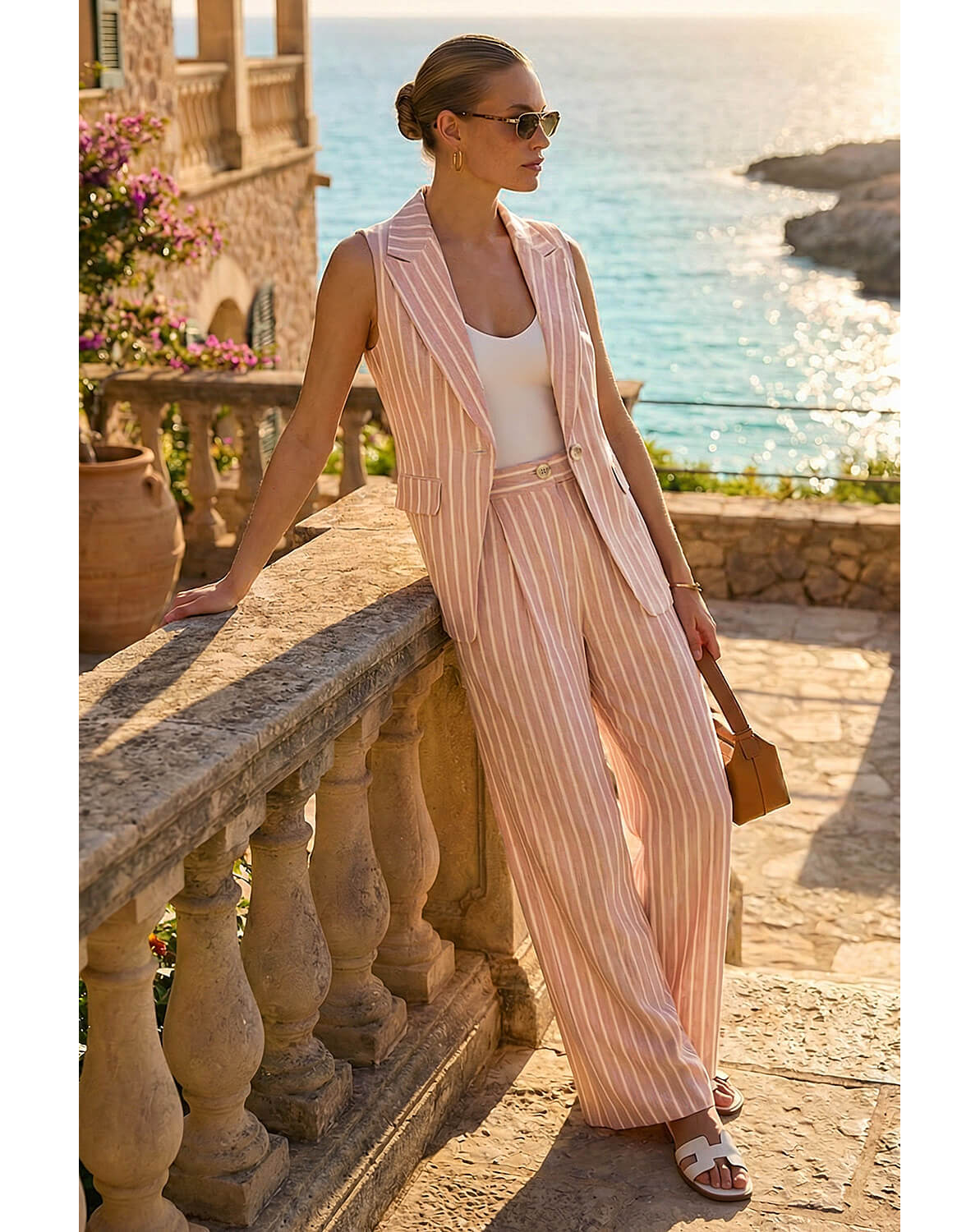 New In - Roman Stripe Longline Waistcoat
