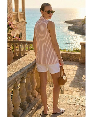 Roman Stripe Longline Waistcoat