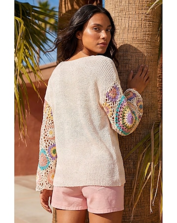 Roman Crochet Sleeve Knit Jumper