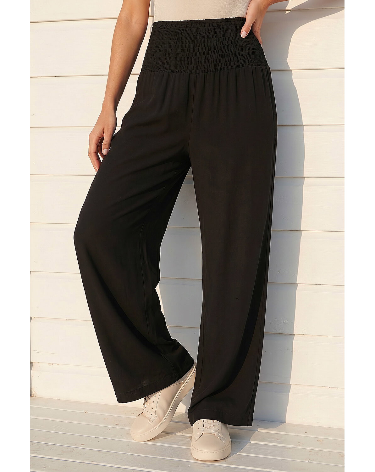 Roman Shirred Wide Leg Trouser
