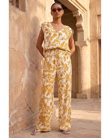 Roman Floral Hotfix Tie Blouse