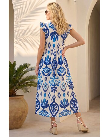 Roman Abstract Frill Detail Midi Dress