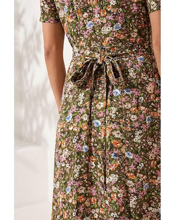 Roman Floral Print Button Midi Dress