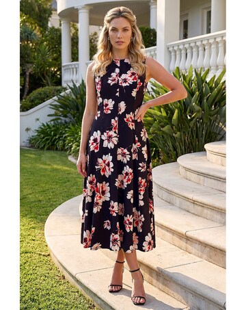 Roman Floral Panel Midi Dress