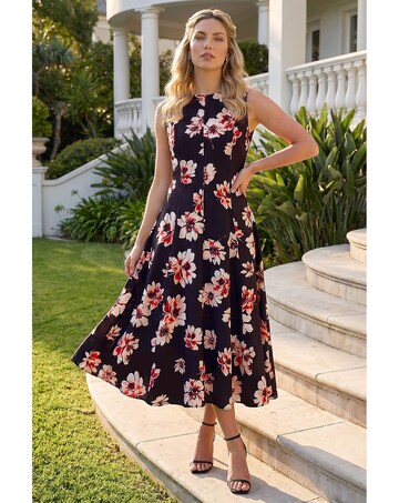 Roman Floral Panel Midi Dress