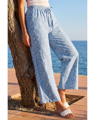 Roman Floral Print Wide Leg Trousers
