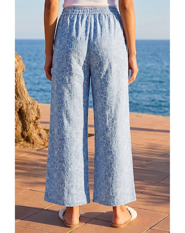 Roman Floral Print Wide Leg Trousers