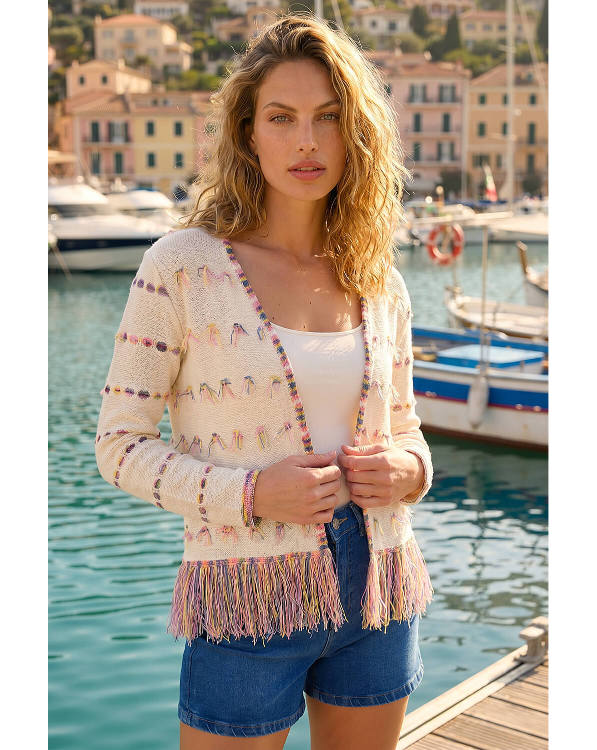 Roman Fringe Light Knit Cardigan
