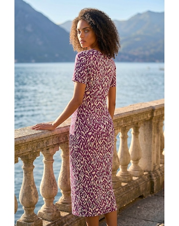 Roman Dusk Abstract Stretch Midi Dress