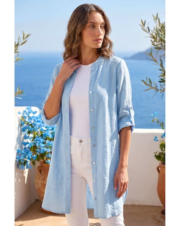 Roman Petite Chambray Buttoned Overshirt