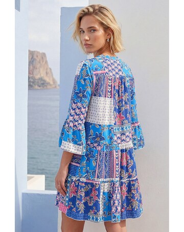 Roman Patchwork Print Swing Dress