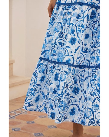 Roman Floral Print Tiered Skirt