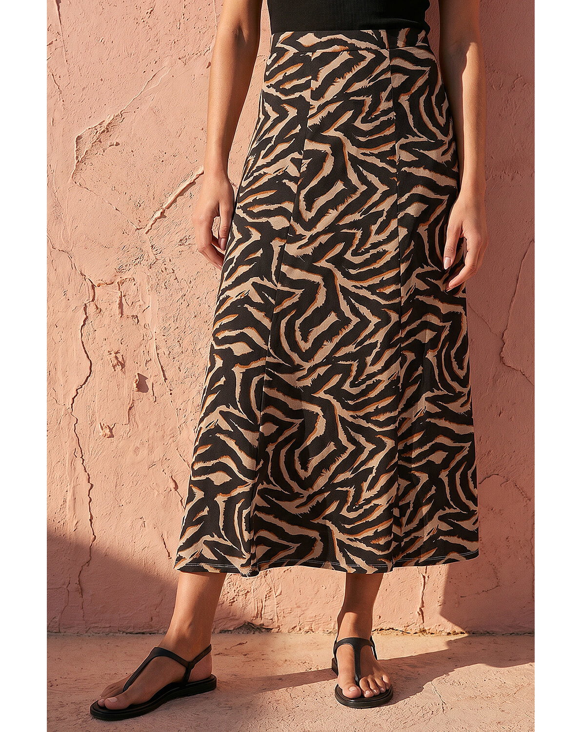 Roman Abstract Animal Print A-Line Skirt