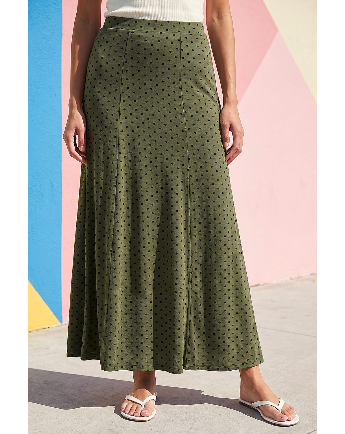 Roman Polka Dot Midi Skirt
