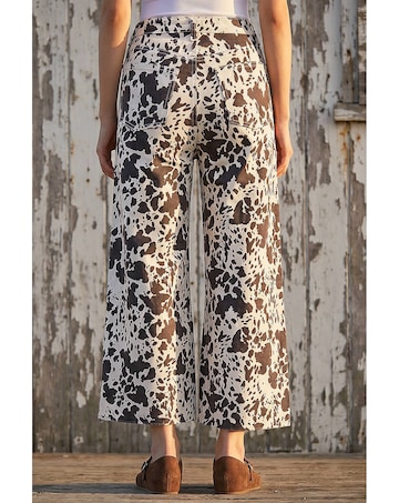 Roman Dusk Cow Print Wide Leg Jean