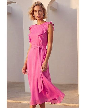 Roman Chiffon Frill Front Midi Dress