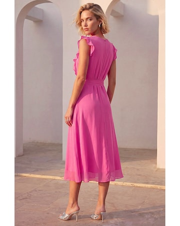 Roman Chiffon Frill Front Midi Dress