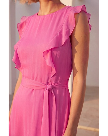 Roman Chiffon Frill Front Midi Dress