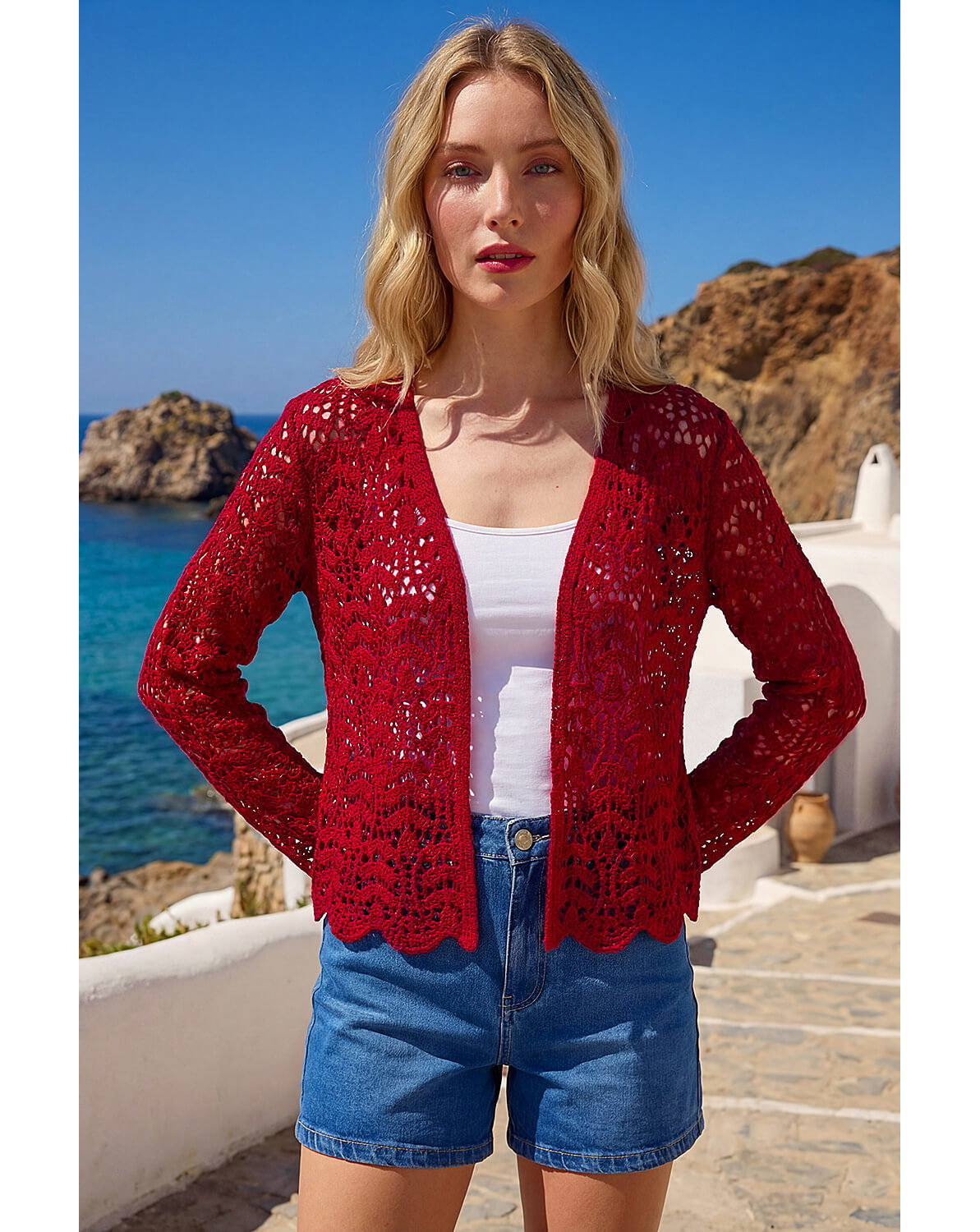 Roman Crochet Edge To Edge Cardigan