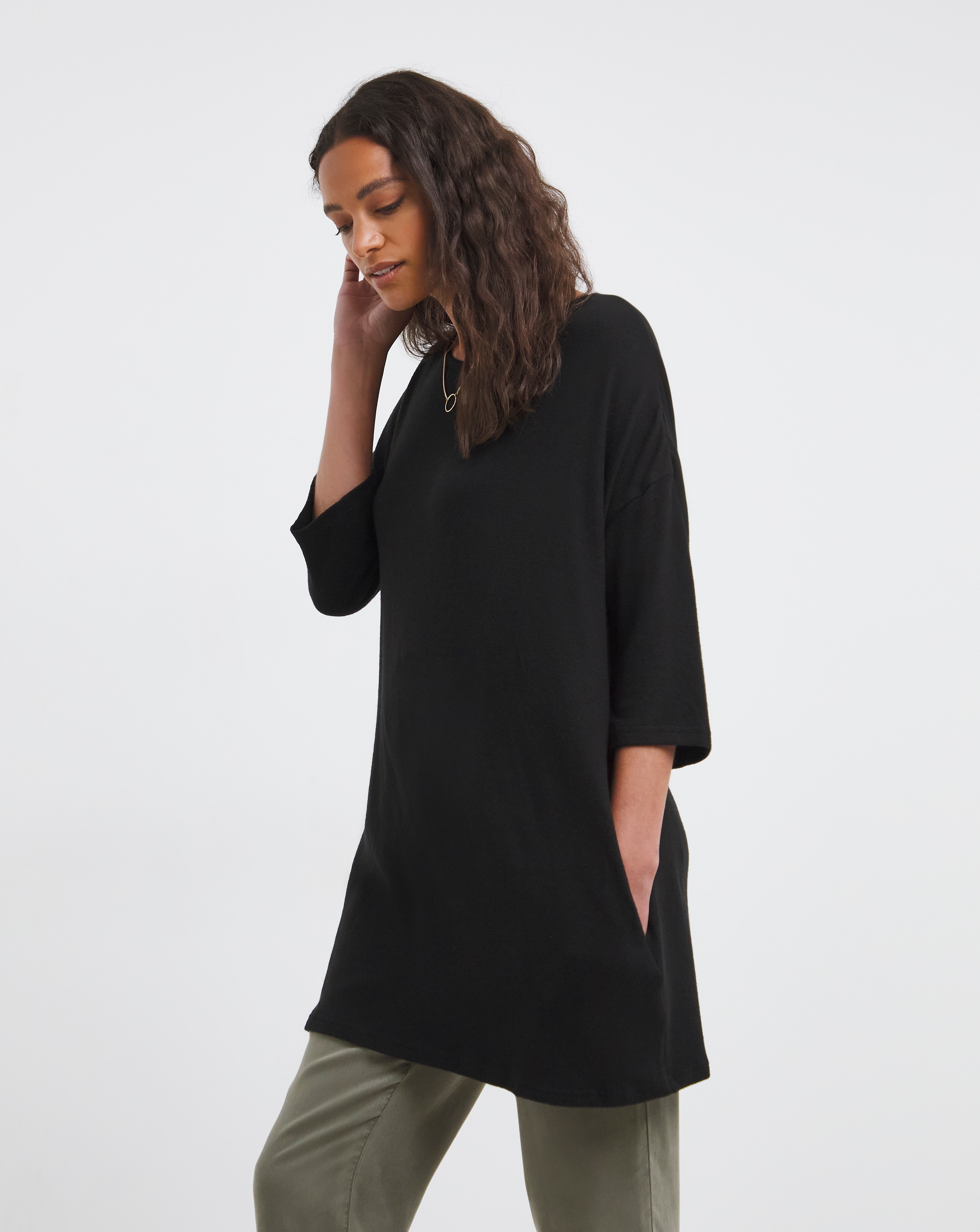 Black Soft Touch Side Pocket Tunic | J D Williams
