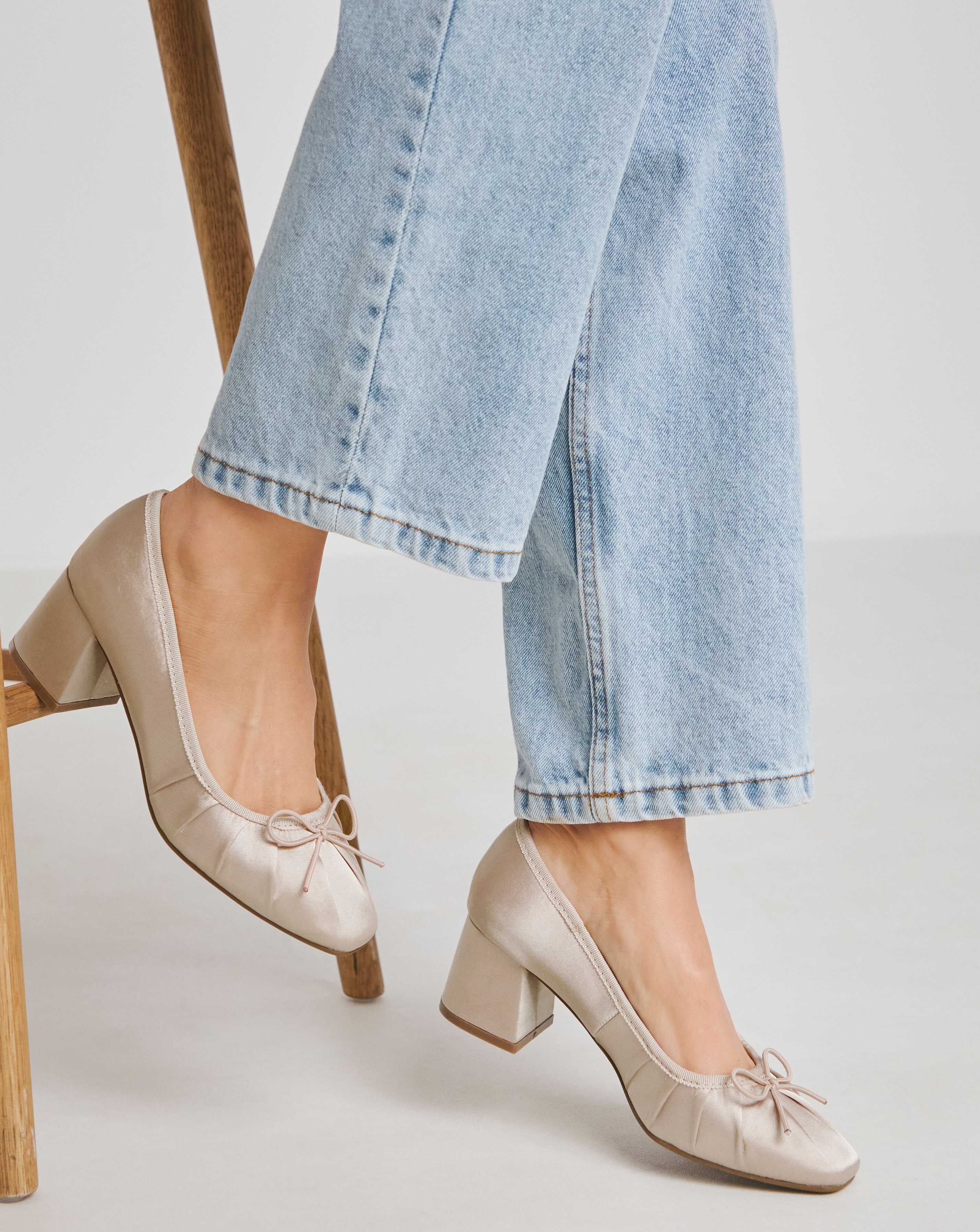 Block Heel Ballerina Shoes Ex Wide