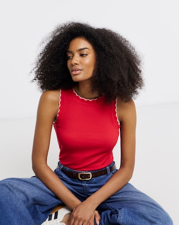 Red and Pink Scallop Edge Tank